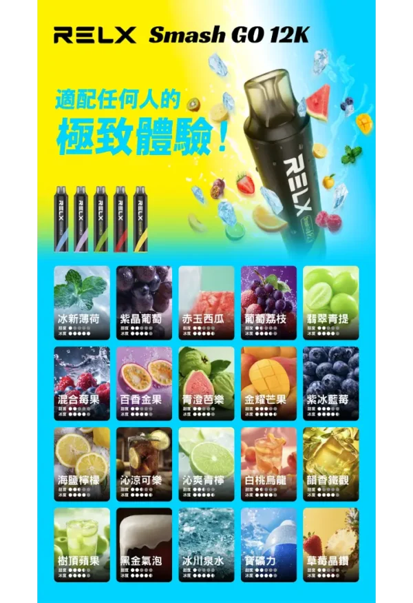 RELX Smash Go 12000抛棄式主機 | 時尚外型搭配輕巧設計 攜帶方便隨時使用 打造無負擔體驗