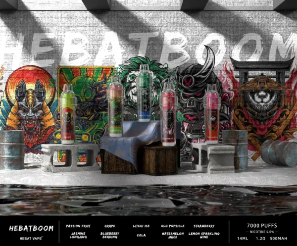 Hebat BOOM 7000口拋棄式 | 大容量續航設計穩定霧化輸出濃郁還原果香層次爆發 便攜免充電人氣爆款