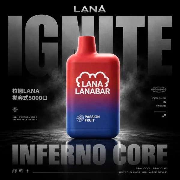 LANA 5000口拋棄式電子煙｜大容量規格設計 輕巧機身搭配多元風味系列款式